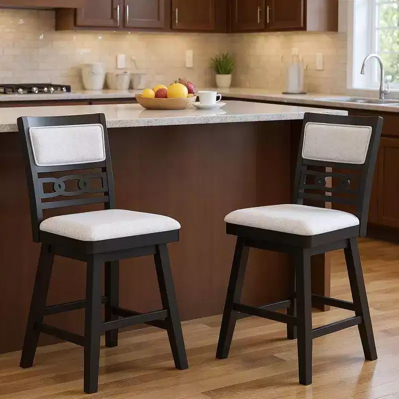 Costway 25 Swivel Counter Height Chairs Set of 2/4 with Upholstered Hollow Backrest