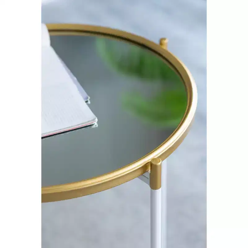 Set of 2 Mirrored Top Side Tables Accent Furniture