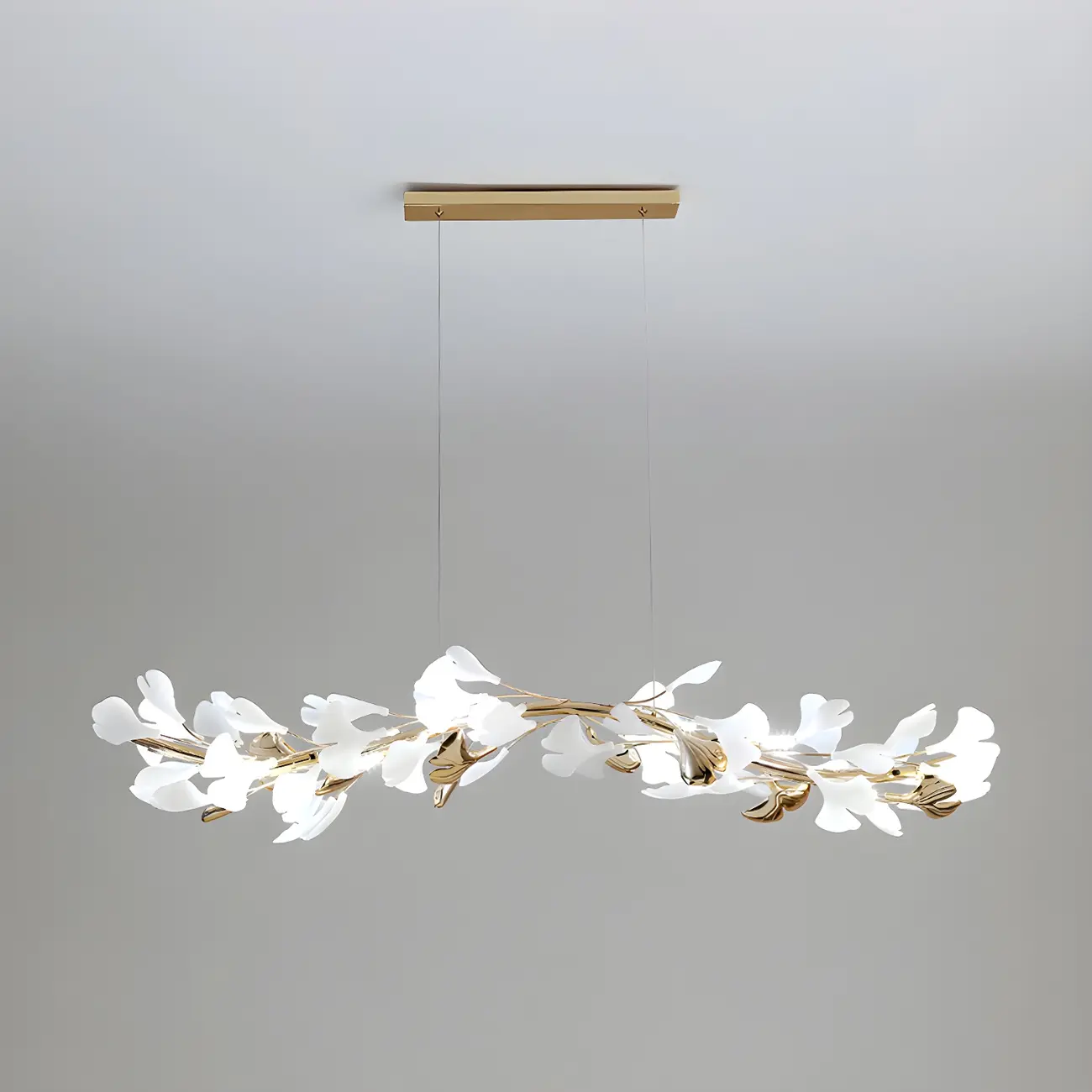 Adjustable Modern White 8-Light Leaf Island Light