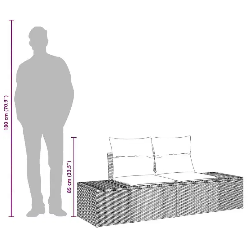 vidaXL Garden Sofa with Cushion 184 x 62 x 69 cm Poly Rattan