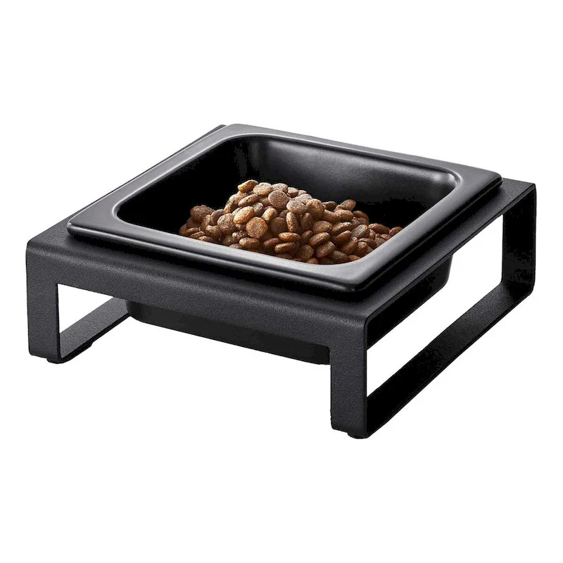 Yamazaki Home Single Pet Food Bowl - Two Styles, Steel and Ceramic, Short, 1.25 - L 6.1 x W 5.91 x H 2.36 inches