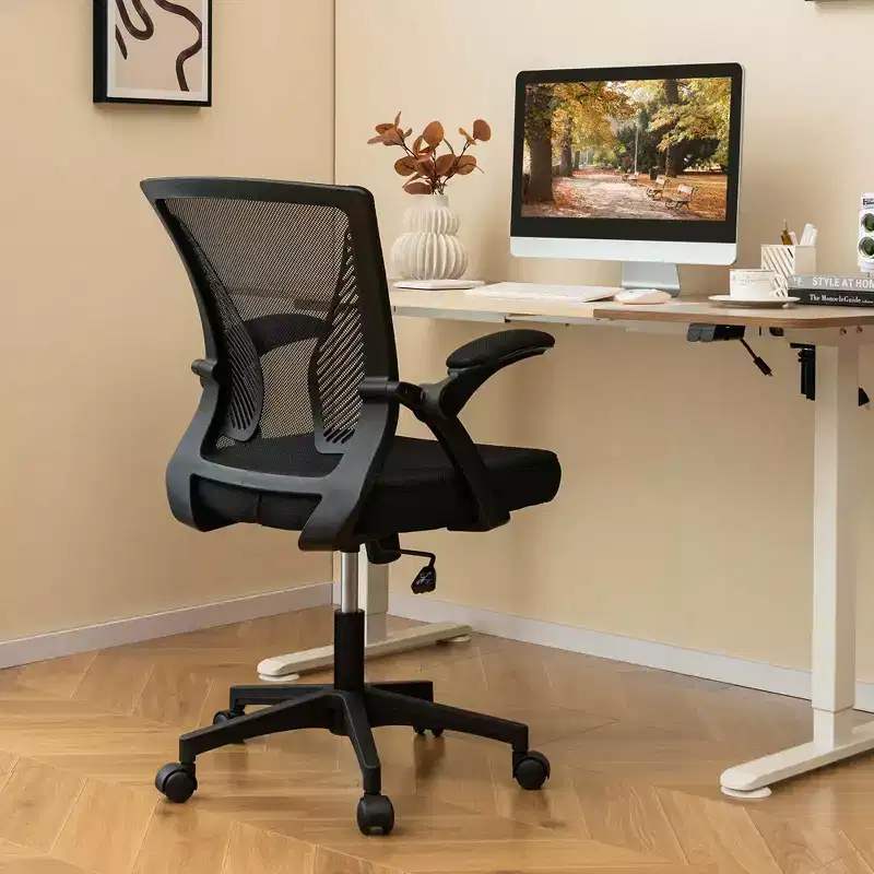 Costway Adjustable Ergonomic Office Chair with Flip-Up Armrests 30 Rocking Backrest Black