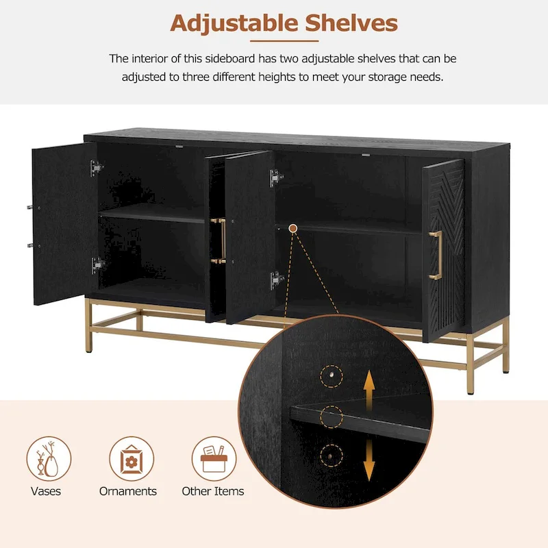 Retro Style Sideboard with Adjustable Shelves