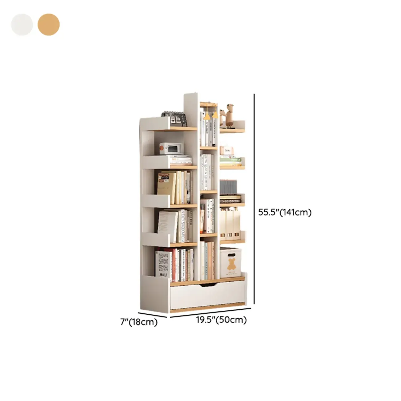 Modern Open Back 9 Shelves White Wooden Bookshelf