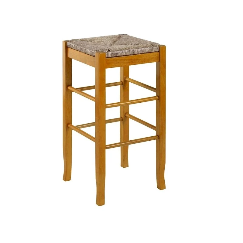 Backless Bar Stool, Woven Rush Seat, 29