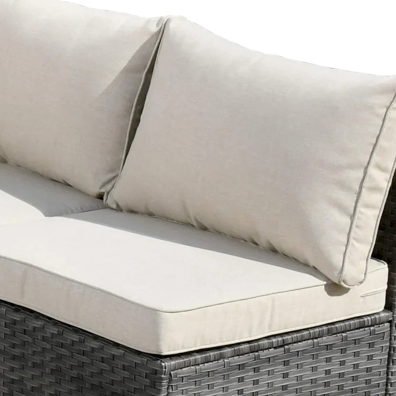 HOOOWOOO 10-piece Grey Rattan Patio Furniture Set with Fire Pit