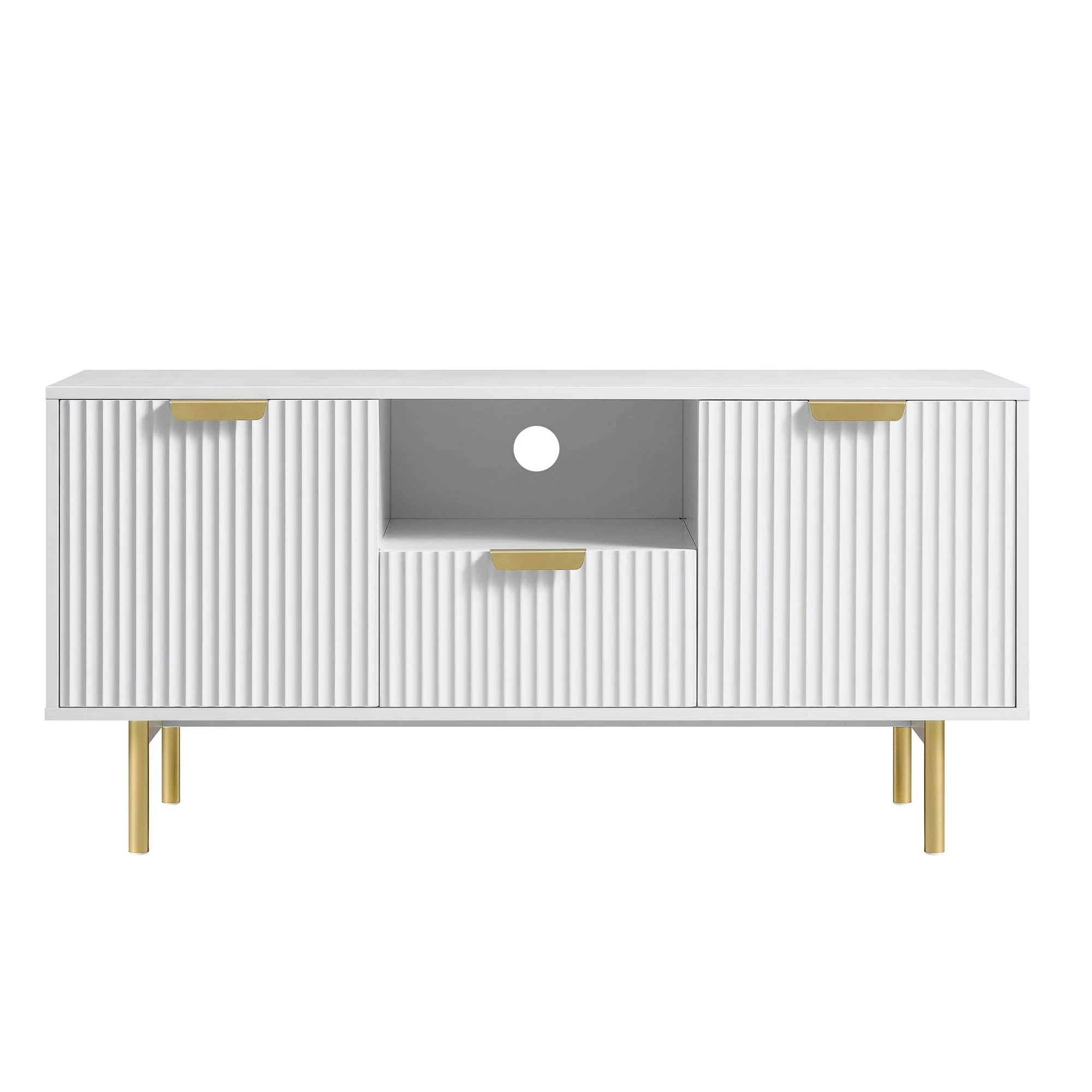 Ridged TV Media Unit, Matte White