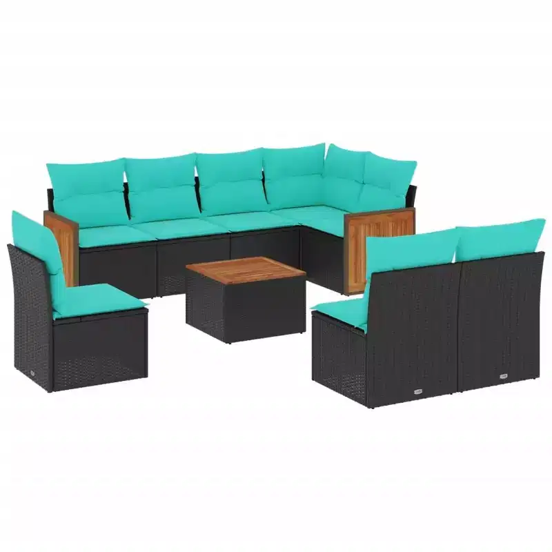 vidaXL Patio Sofa Set Black