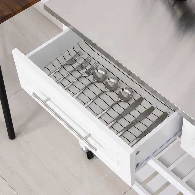 Kitchen Island With Stainless Steel Top(no include stool)