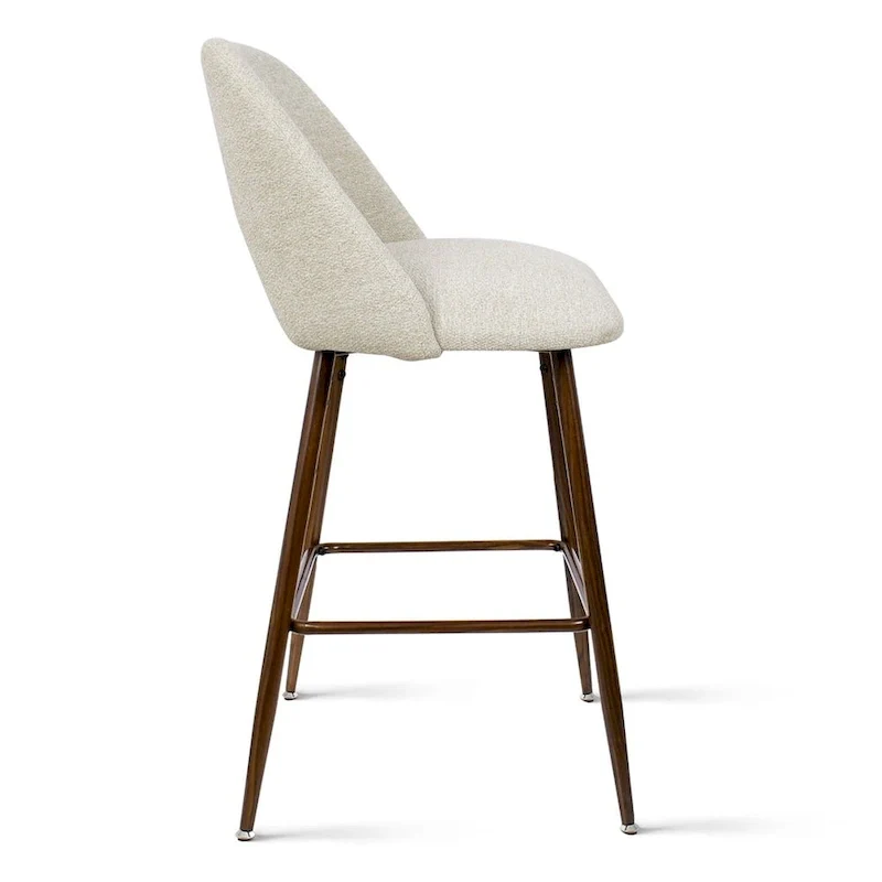 Upholstered Modern Bar Stool Walnut Leg