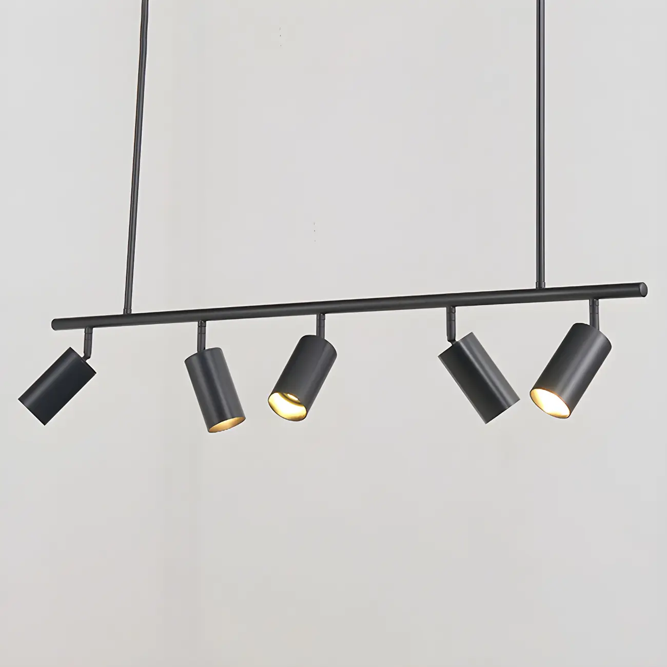 5-Light Modern Black/Gold Metal Cylinder Island Ceiling Light
