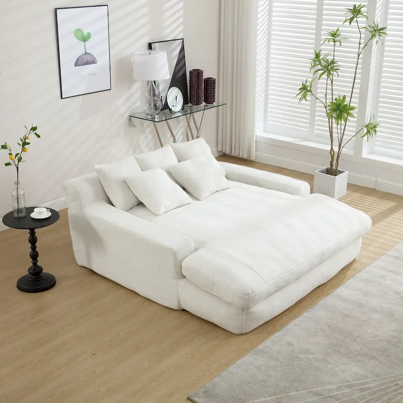Chenille 2 seater lazy sofa With 5 back pillows