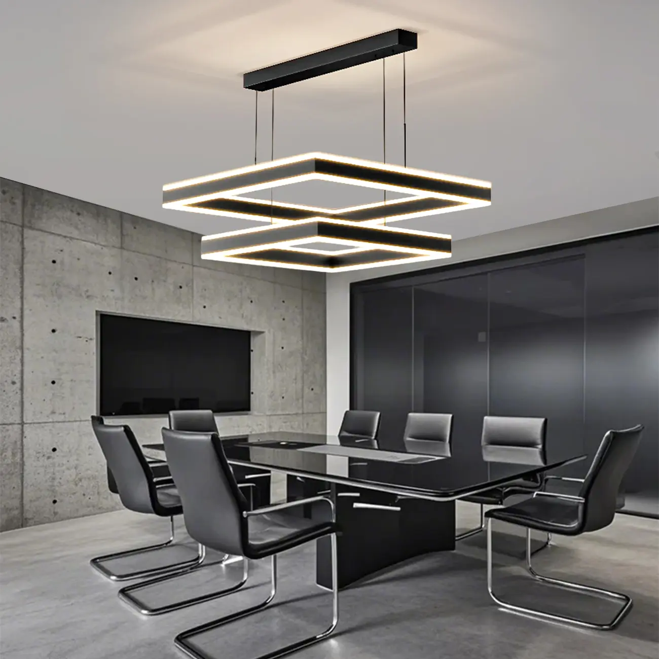 Modern 3-Tier Linear Square Dimmable LED Chandelier