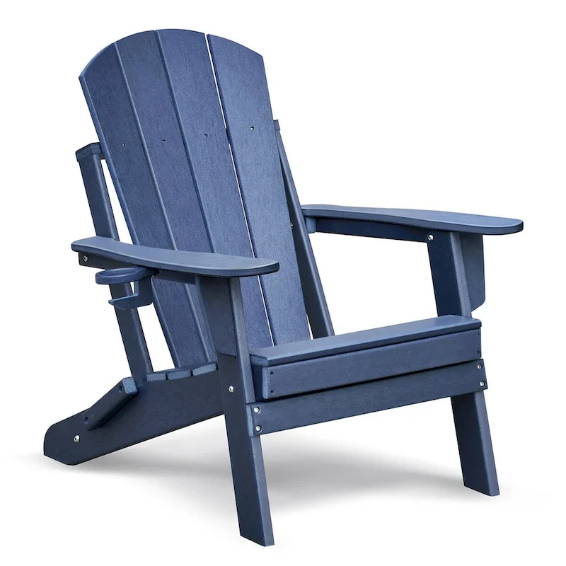 Folding Outdoor Adirondack Chair for Relaxing, HDPE All-weather Fire Pit Chair, Patio Lawn Chair