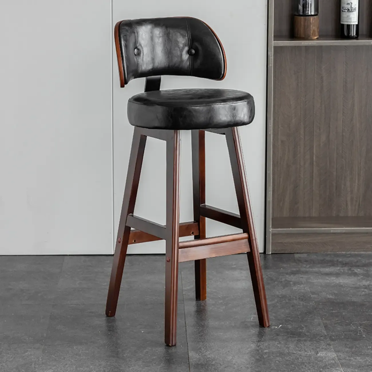 Modern Wood Upholstered Bar Stools with Back