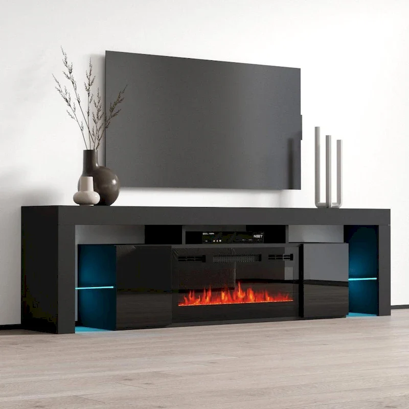 Soleo BL-EF Electric Fireplace 79 TV Stand