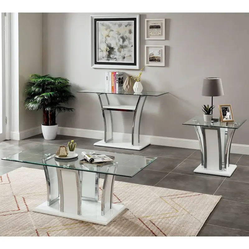 del Rio Modern Glass Top 2-Piece Accent Table Set by Furniture of America