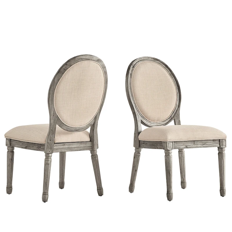 Deana Round Linen and Wood Dining Chairs (Set of 2) by iNSPIRE Q Artisan