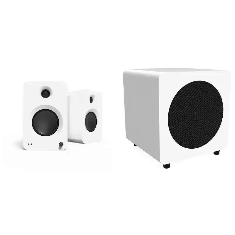 Kanto Ren Powered Speaker System (white) And SUB8 Powered 8in Subwoofer (white) Bundle