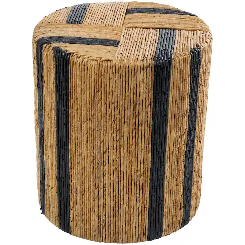 Banana Leaf Handmade Linear Wrapped Accent Table with Colored Stripes Brown Roche River Decor
