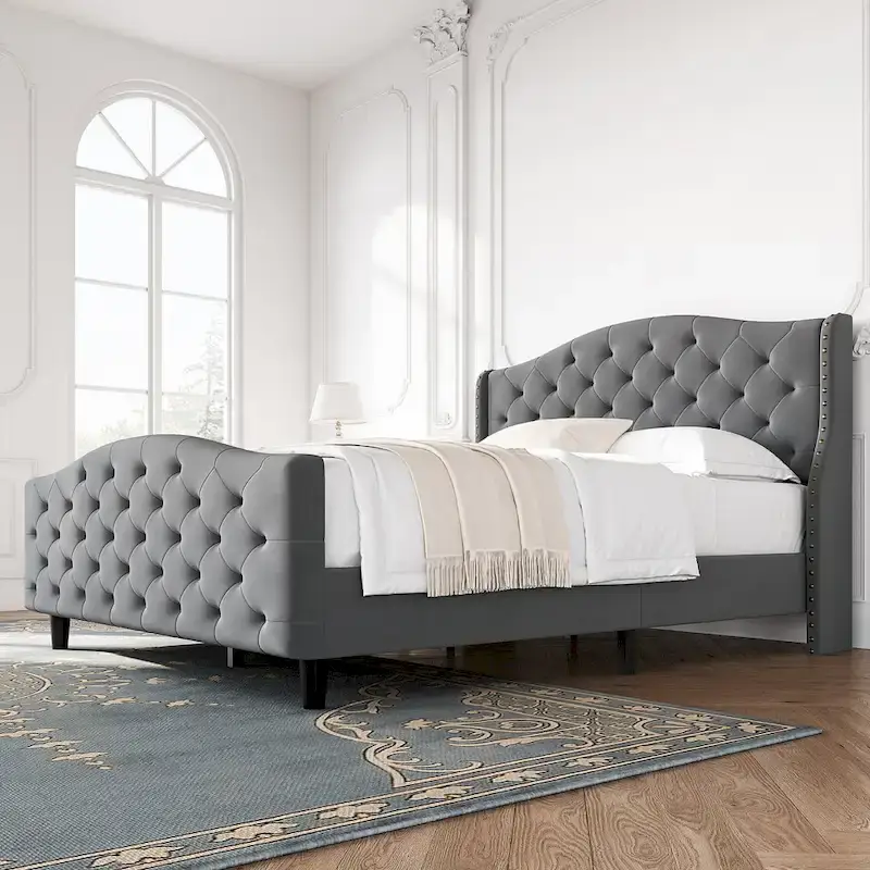 Queen Bed Frame with Headboard and Footboard