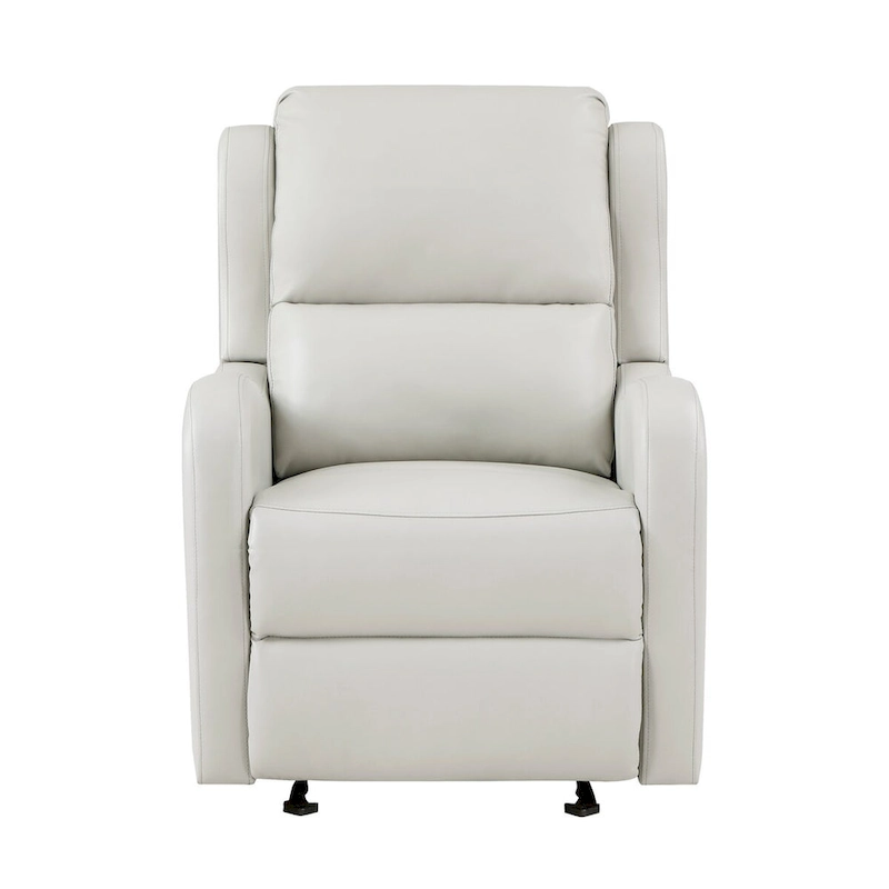 Kim 39 Inch Glider Manual Recliner Chair, Off White Faux Leather