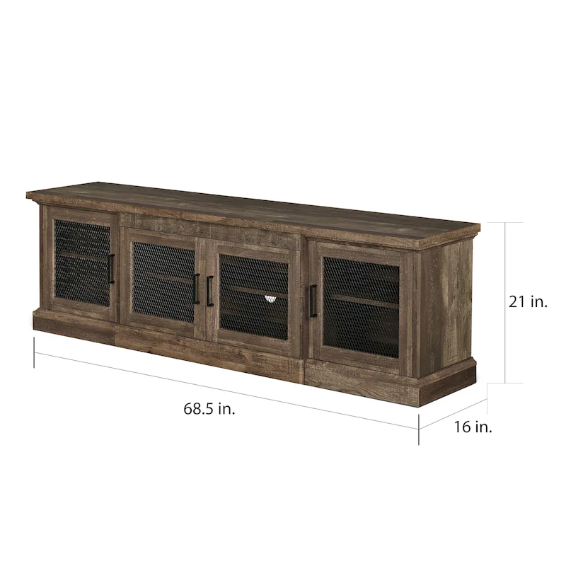 DH BASIC Rustic Reclaimed Oak 69-inch Wide 6-Shelf TV Stand by Denhour