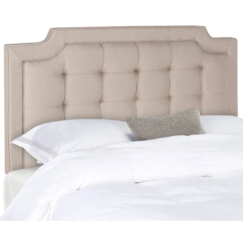 King Tufted Upholstered Headboard – Taupe, Hollywood Glam Style