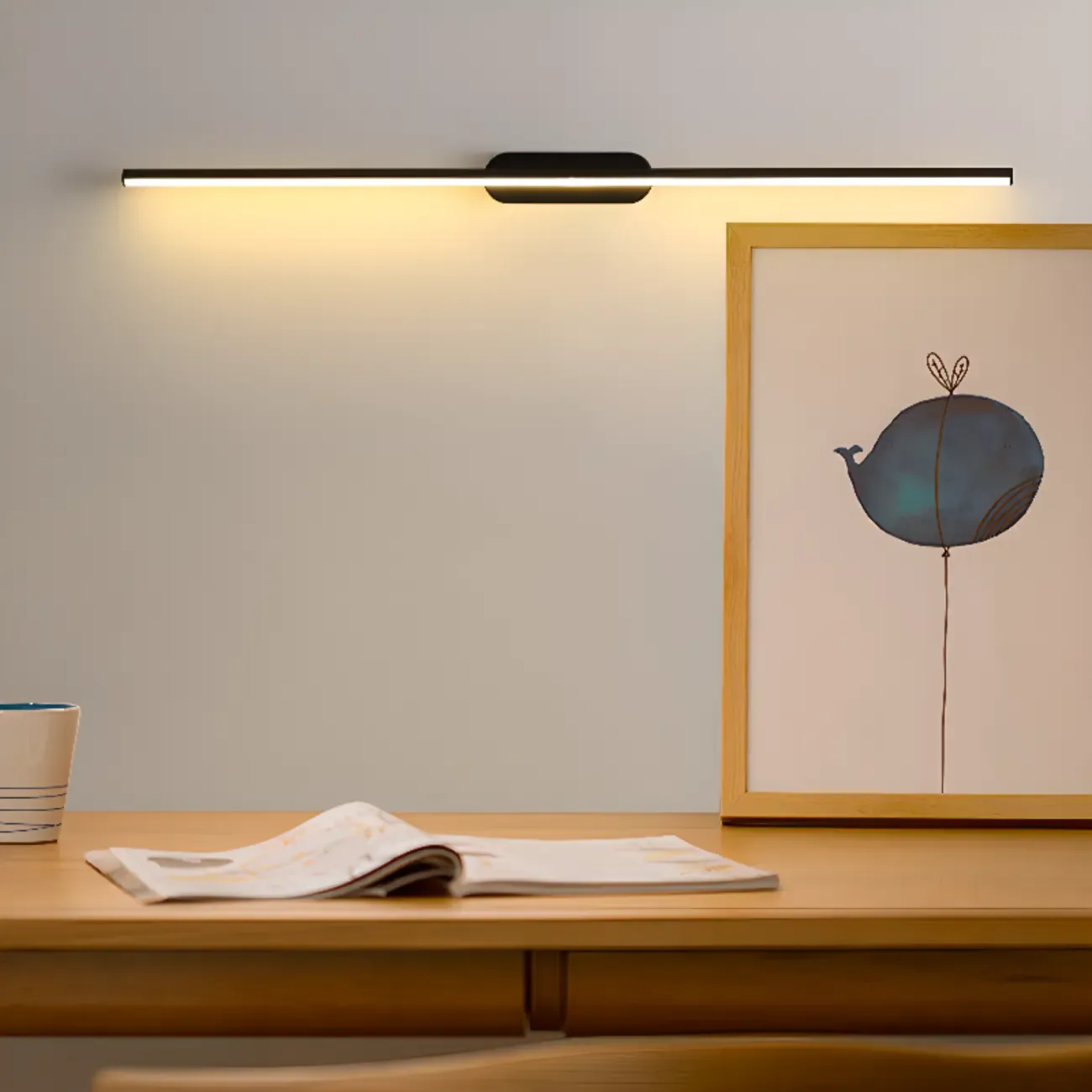 Minimalist Black Slim Stright Metal LED Vanity Light