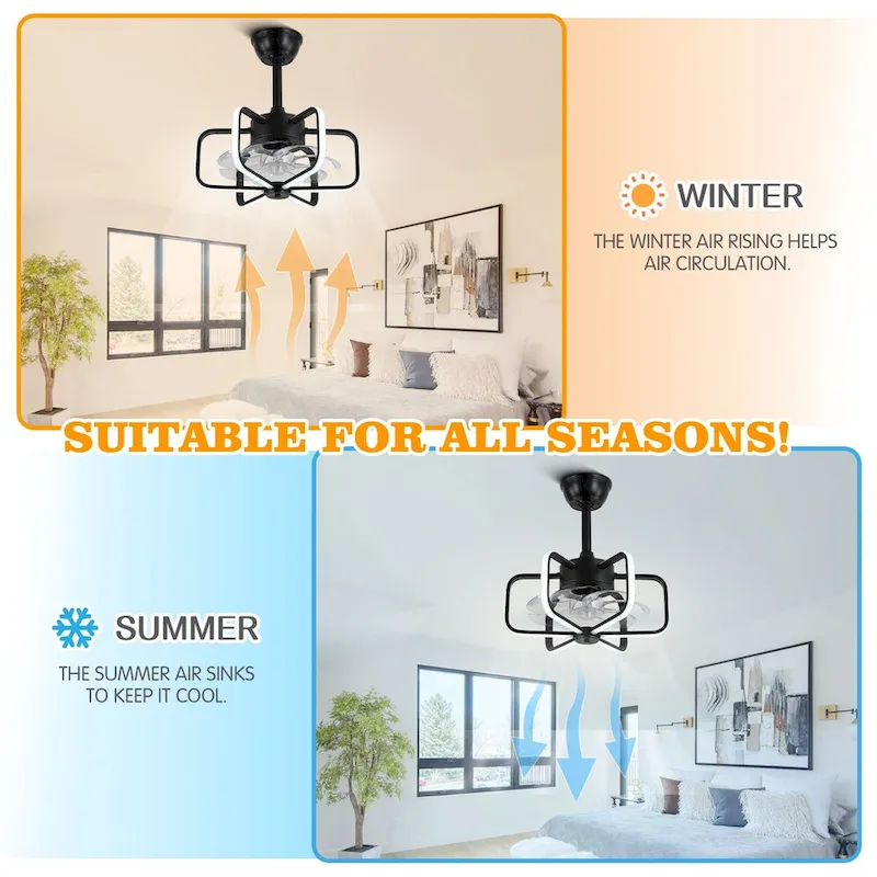 18  Bella Depot Modern Reversible Ceiling Fan with Dimmable Light , APP and Remote Control - 17.7 Inches