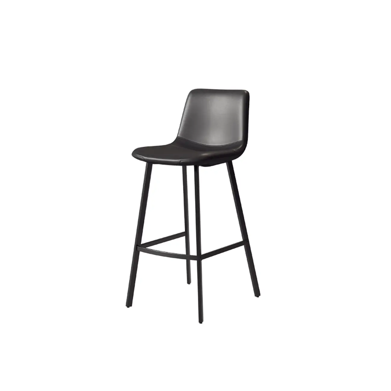 Scandinavian Leather Black Frame Bar Stool