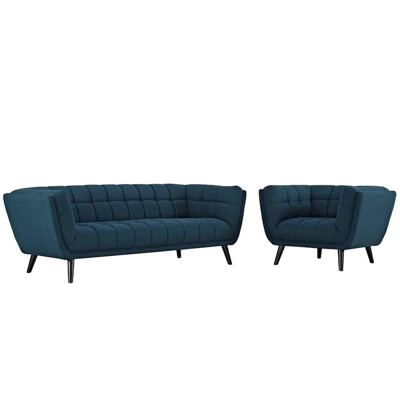 2-Piece Upholstered Fabric Sofa and Armchair Set