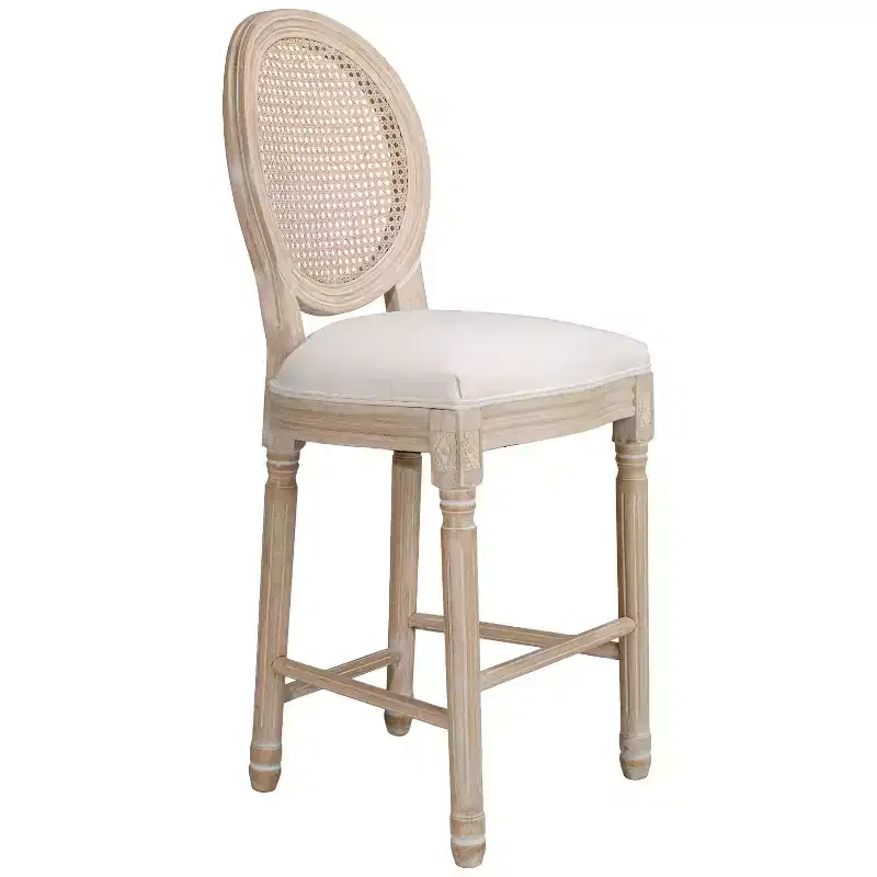 GDFStudio Provence French Country Fabric Upholstered Barstools (Set of 2)