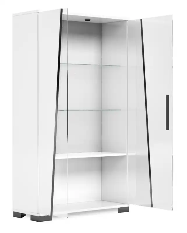 Raia Dining Curio with Storage & Glass Display Shelves - Made in Italy, Modern, 40W