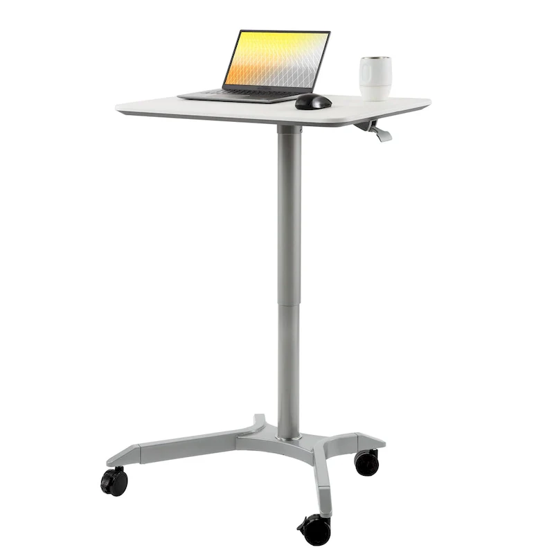 Espresso / White Pneumatic Sit-Stand Mobile Desk, 1-Person