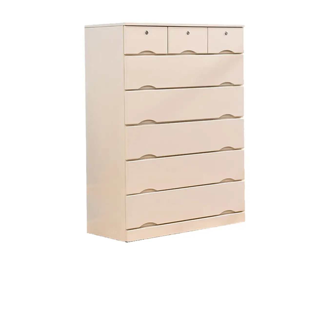 Natural Wood Double Dresser with Lockable Drawer