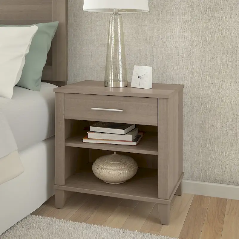 Transitional Grey Ash Nightstand