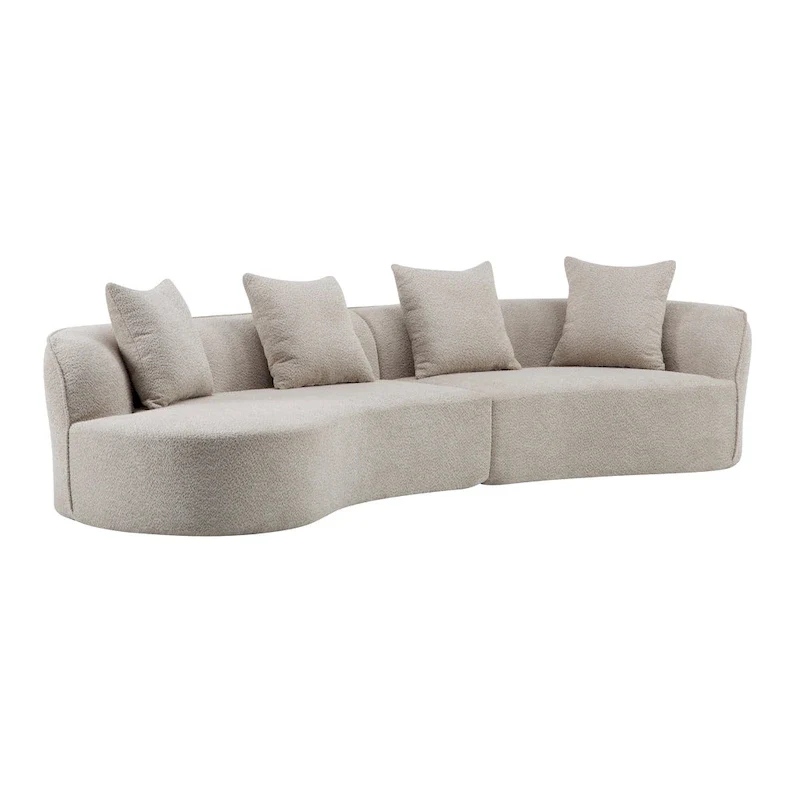 Beige Curved Sectional Sofa - 5 Seater