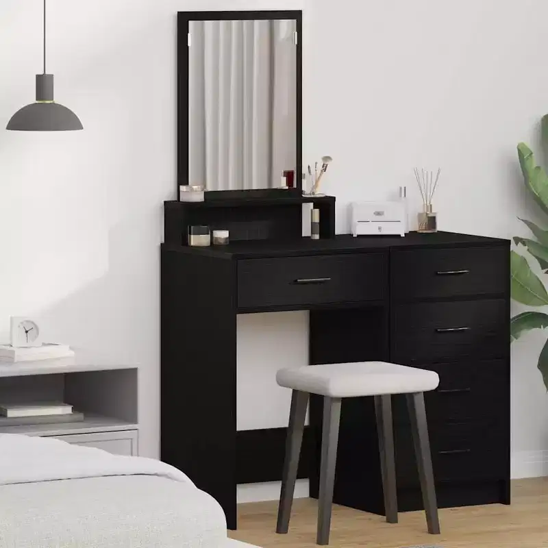 Clihome Modern LED Vanity Desk, Luxurious Dressing Table with Mirror and Smart Storage Solution