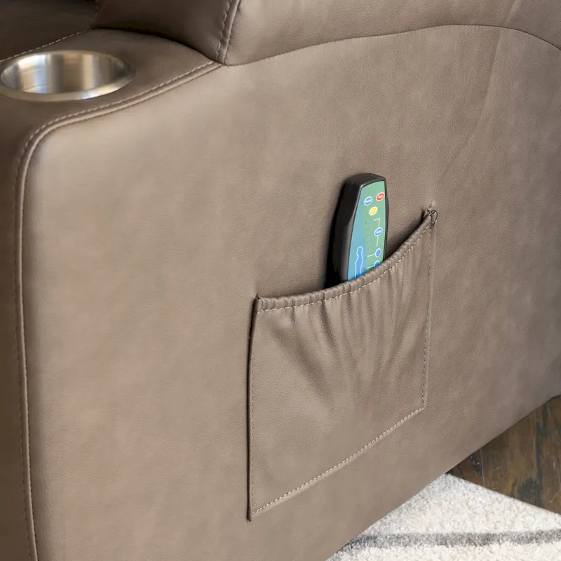 Gilbert Mushroom Faux Leather Power Lift Massage Recliner