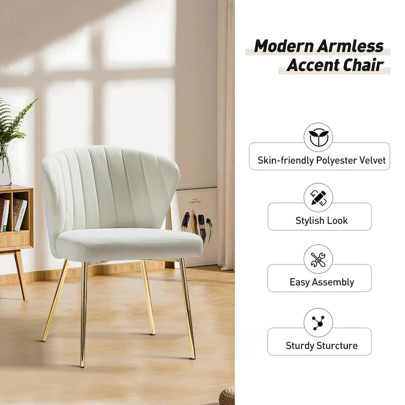 Barbara Side Chair with Metal Base Set of 4 by HULALA HOME