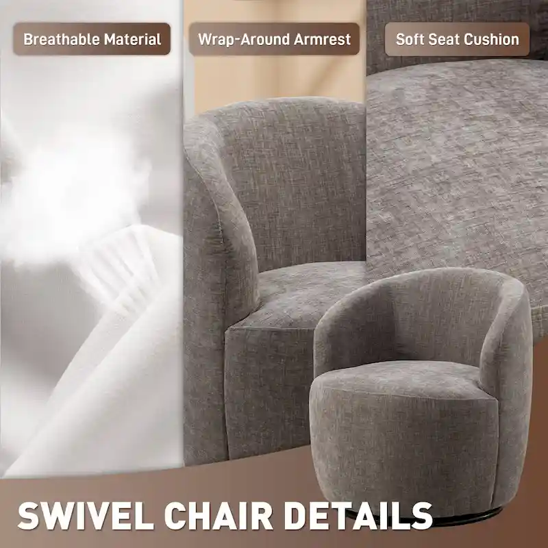 Ouyessir Accent Upholstered Round Velvet 360 Degree Swivel Sofa Chairs