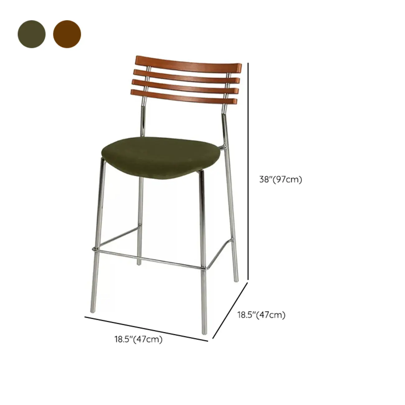 Green Leather Saddle Seat Rattan Back Counter Height Stools