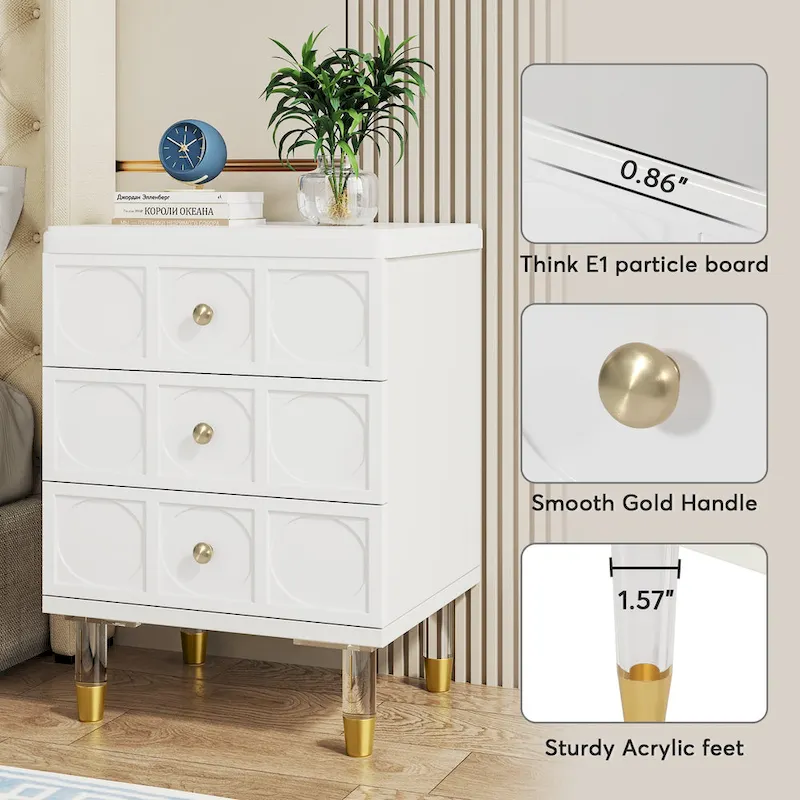 3-Drawer Nightstand with Two-Tone Finish