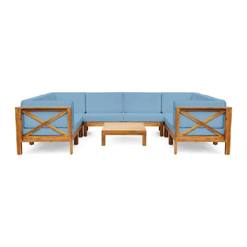 Brava Acacia Wood Outdoor Sectional Sofa by Christopher Knight Home