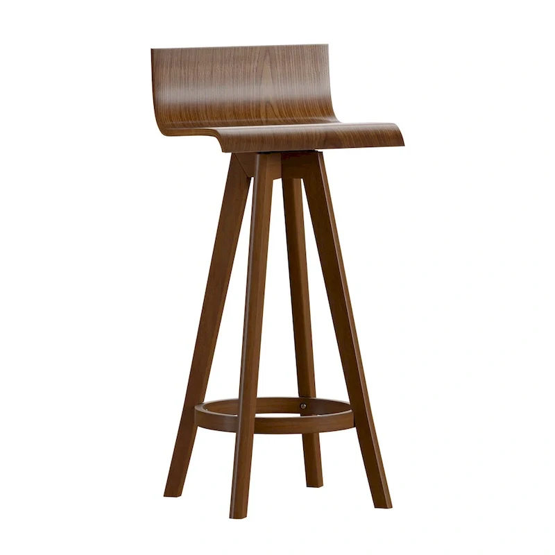 Ellery Mid-Century Modern Swivel Wood Stool (Set of 2) iNSPIRE Q Modern