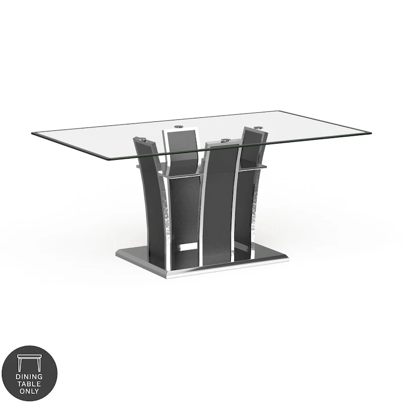 Furniture of America Resk Modern 72-inch Glass Top Wood Dining Table