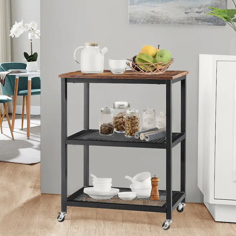 Ledel Industrial Rolling Kitchen Cart Serving Cart With Storage Shelves and Caster Wheels