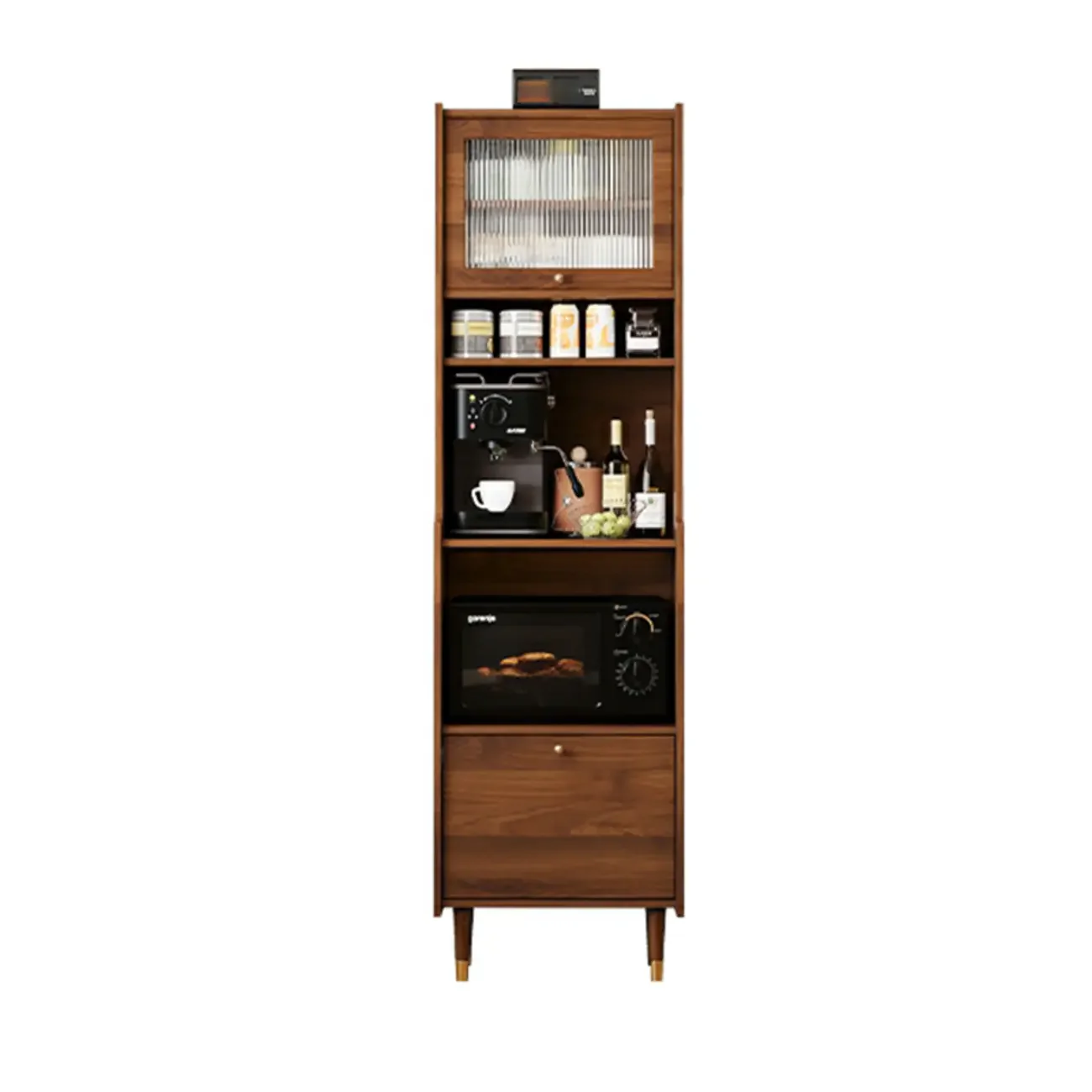 Modern Matte Black Wood Multi-Functional Storage Cabinet