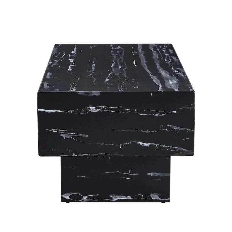 43.3 MDF Coffee Table with Black Marble Texture, 300lbs Capacity